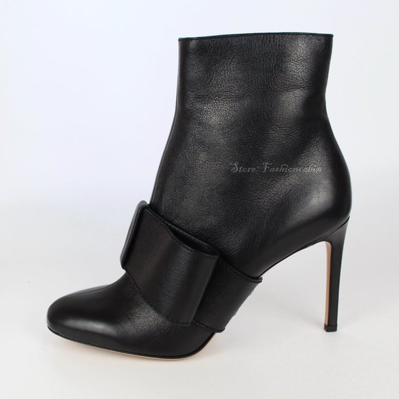 VALENTINO GARAVANI Bow Leather Ankle Boots – Statement Heels for Elegant Nights - Picture 9 of 15